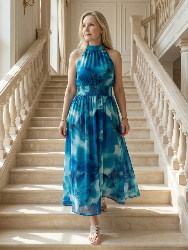 Anna | Gathered Halter Midi Dress