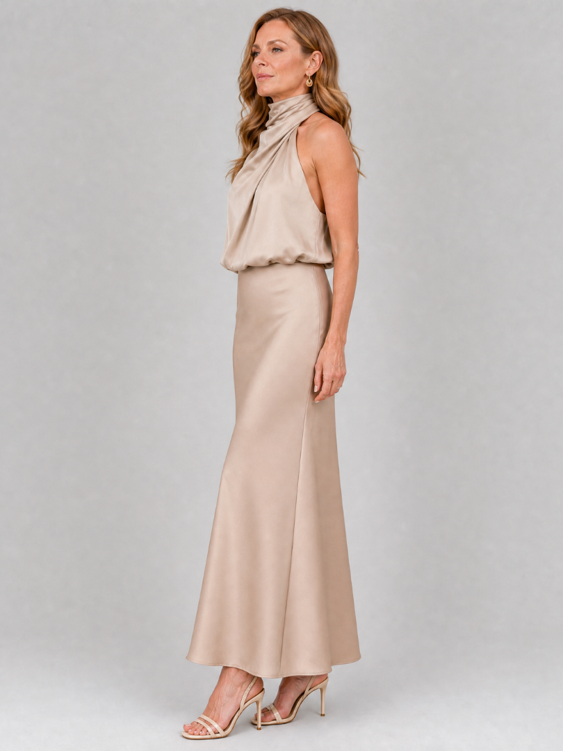 Zoe | Draped Neck Midi Dress