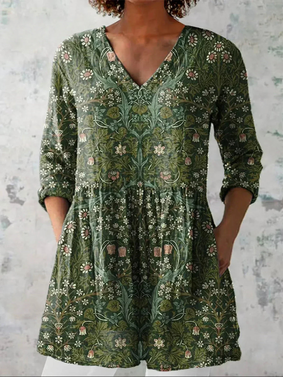 Cordelia | Botanical Print Tunic Blouse