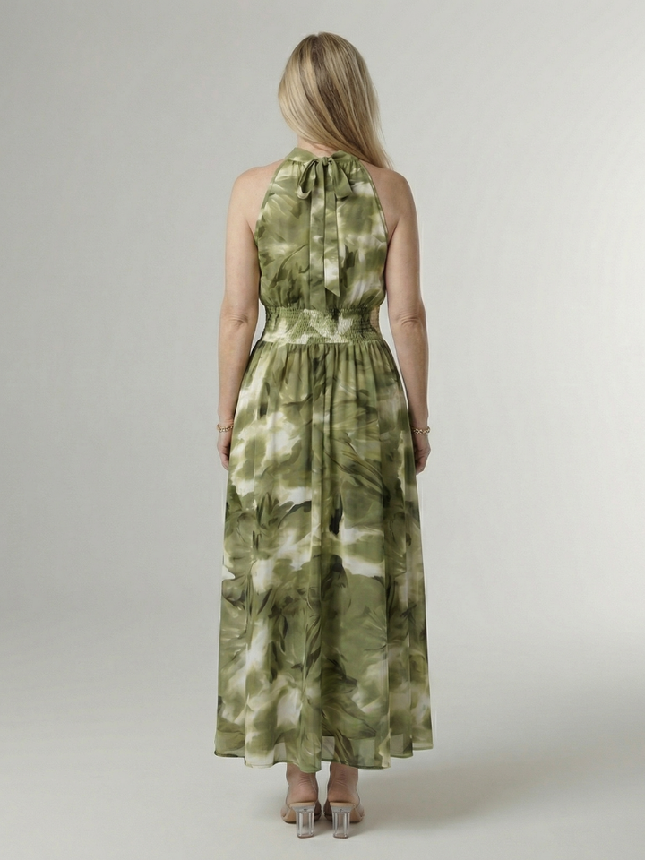 Anna | Gathered Halter Midi Dress