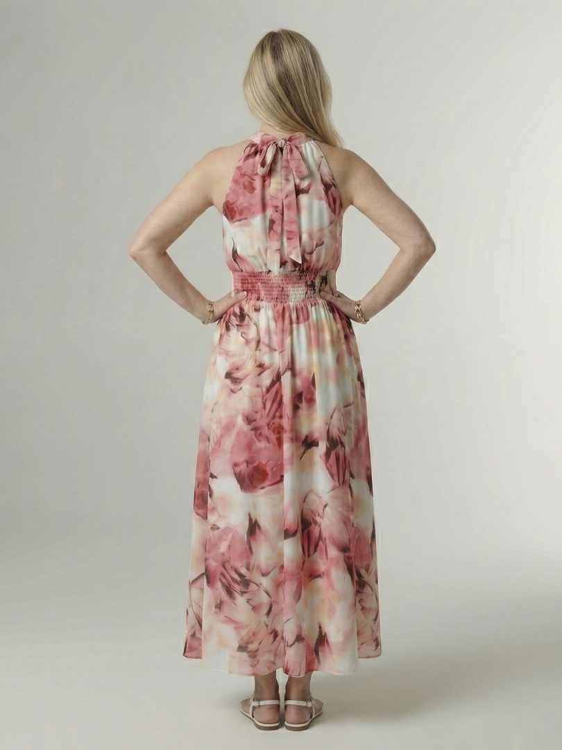 Anna | Gathered Halter Midi Dress