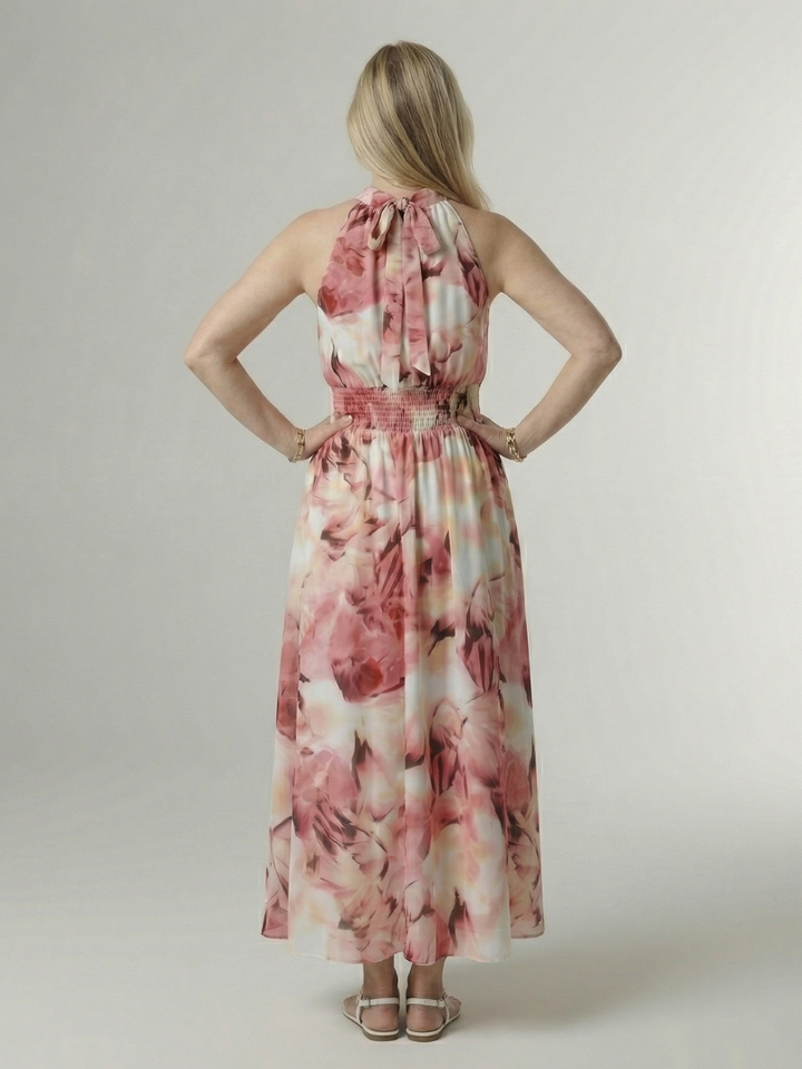 Anna | Gathered Halter Midi Dress