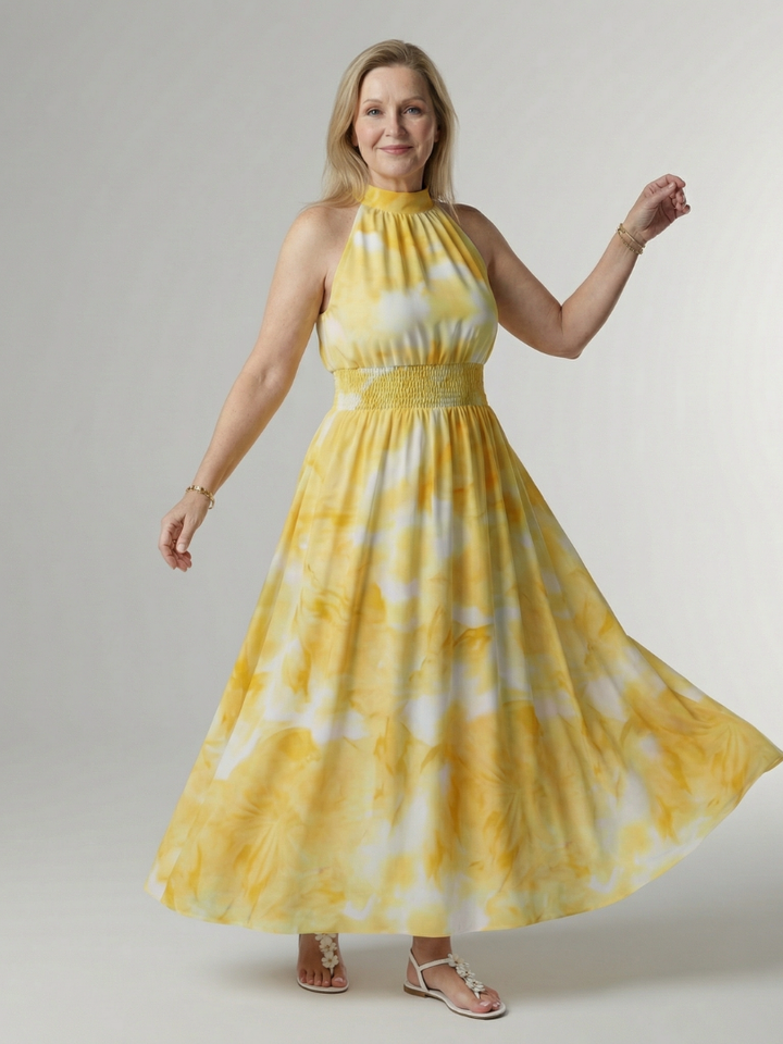 Anna | Gathered Halter Midi Dress