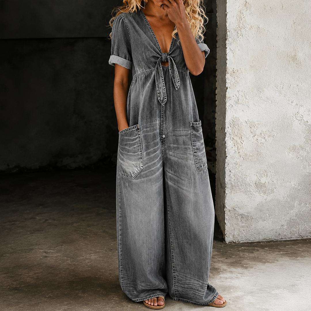 Aurelia | Relaxed Denim Wide-Leg Jumpsuit