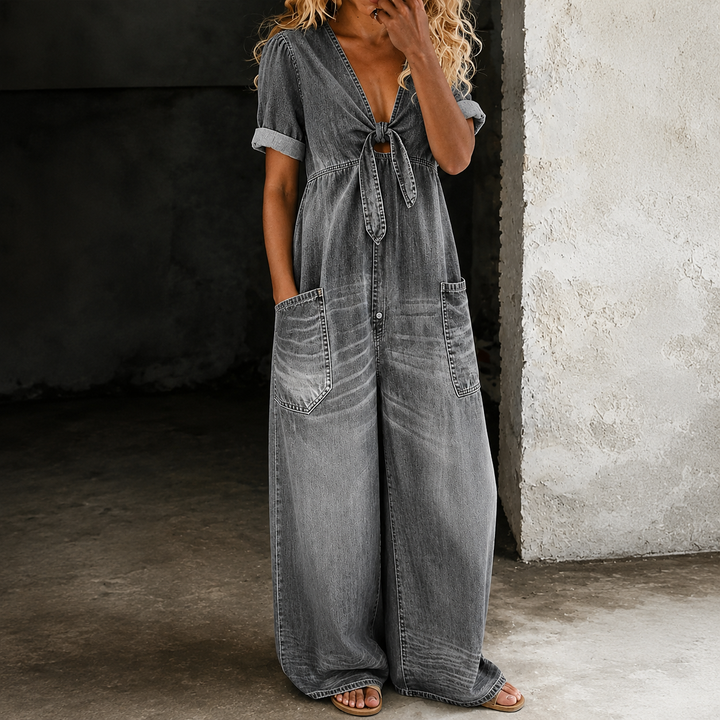 Aurelia | Relaxed Denim Wide-Leg Jumpsuit