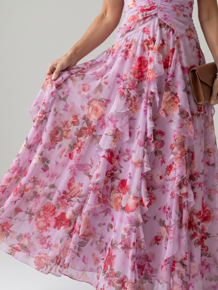 Chloe | Ruched Floral Maxi Dress