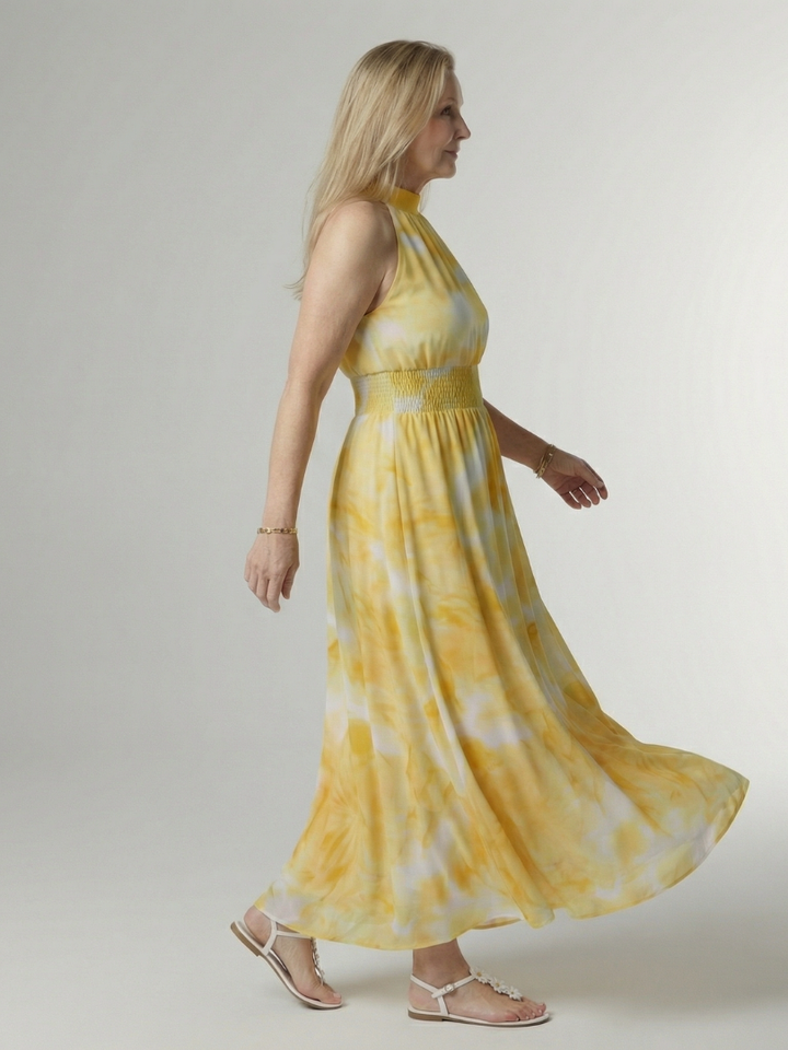 Anna | Gathered Halter Midi Dress