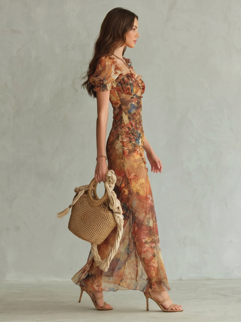 Freya | Ruffled Sleeve Midi Dress