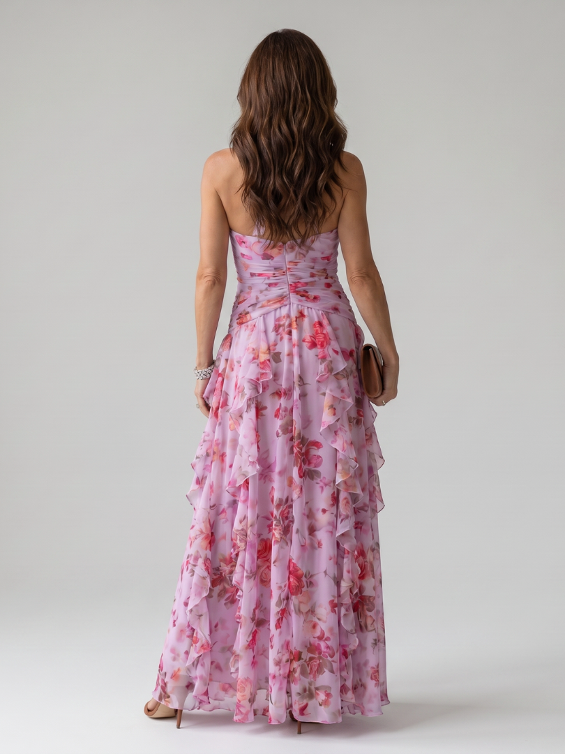 Chloe | Ruched Floral Maxi Dress