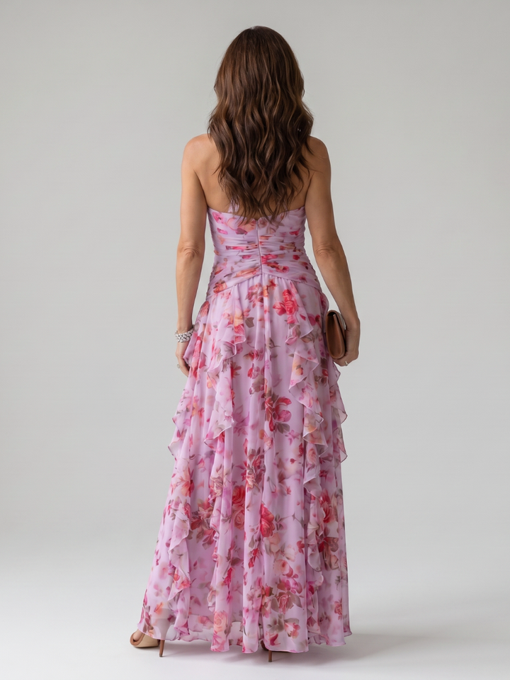 Chloe | Ruched Floral Maxi Dress