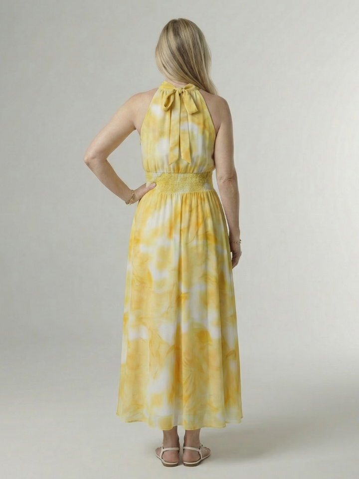 Anna | Gathered Halter Midi Dress