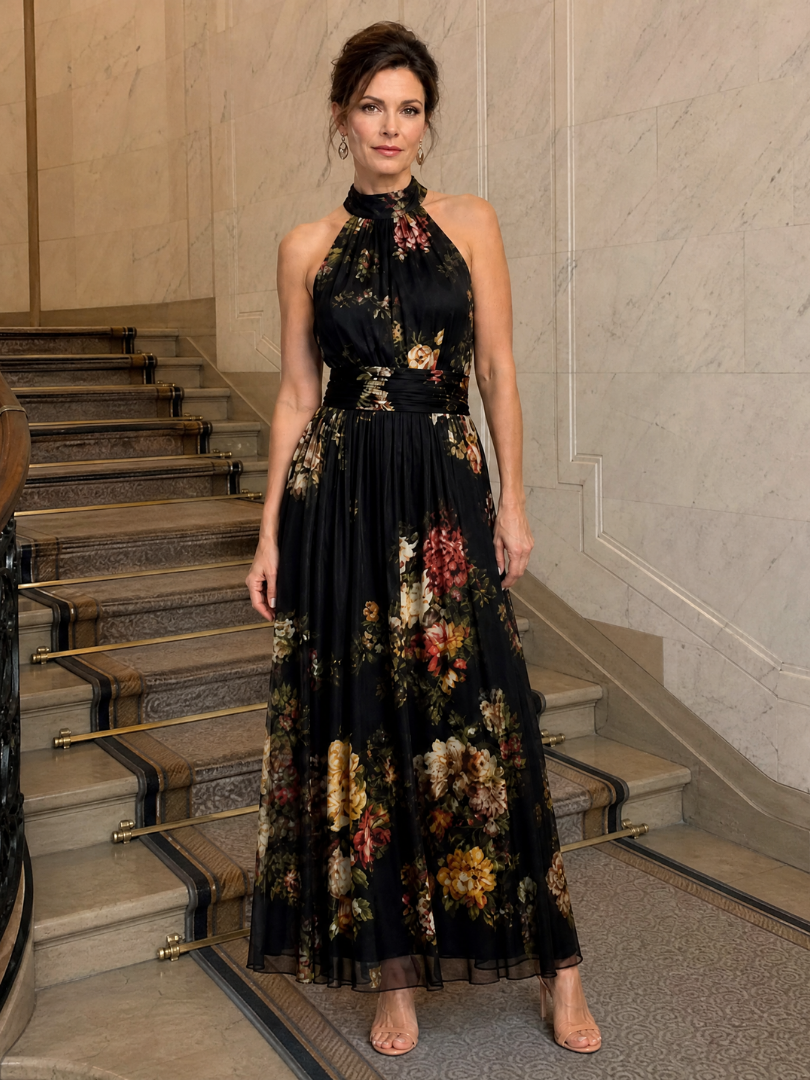 Poppy | Floral Halter Midi Dress