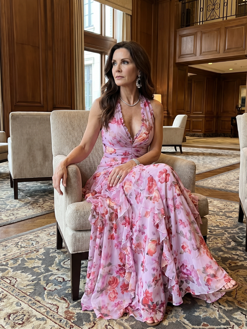 Chloe | Ruched Floral Maxi Dress