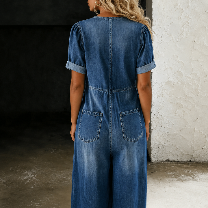Aurelia | Relaxed Denim Wide-Leg Jumpsuit