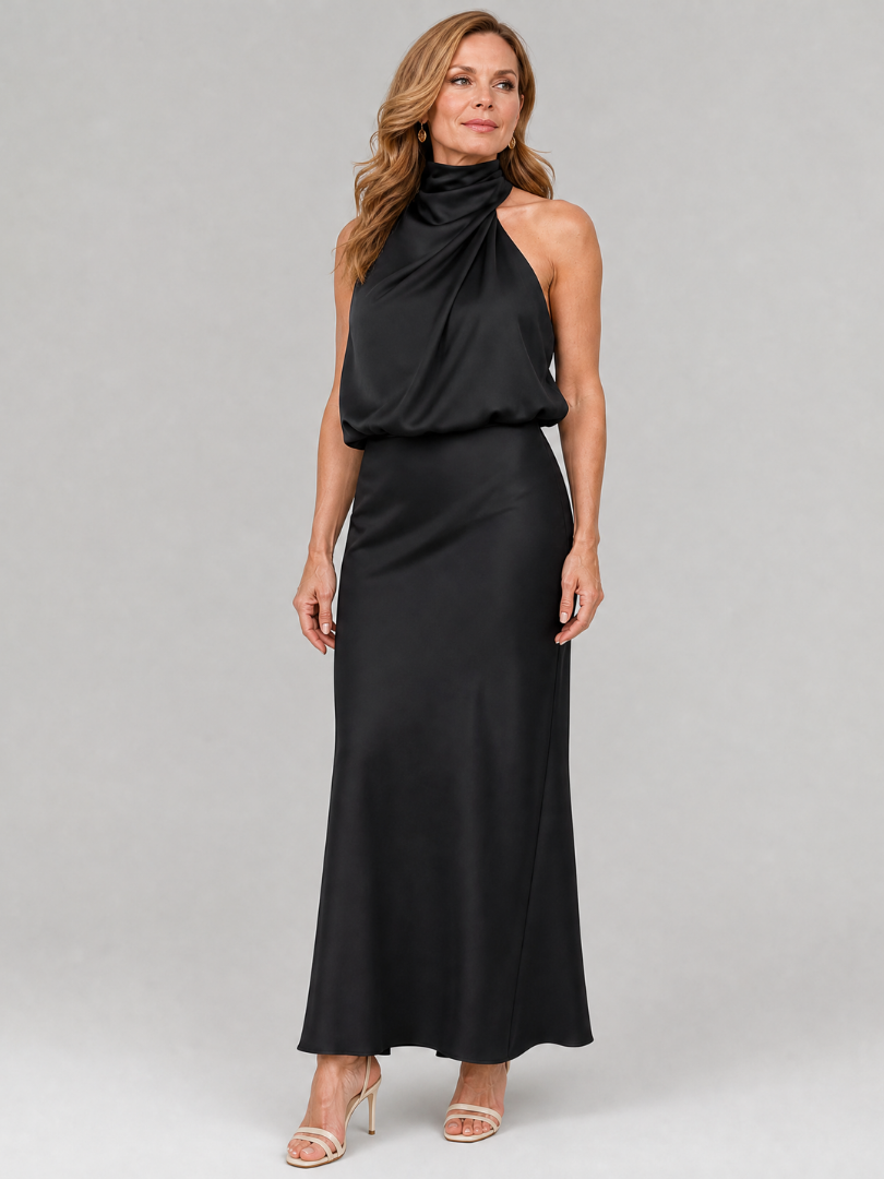 Zoe | Draped Neck Midi Dress