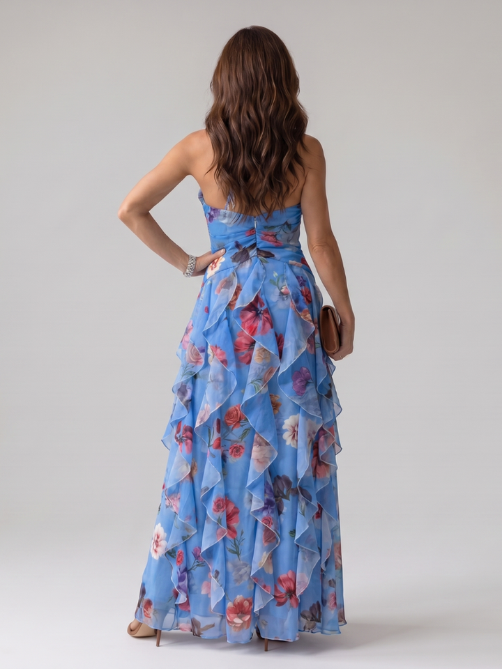 Chloe | Ruched Floral Maxi Dress