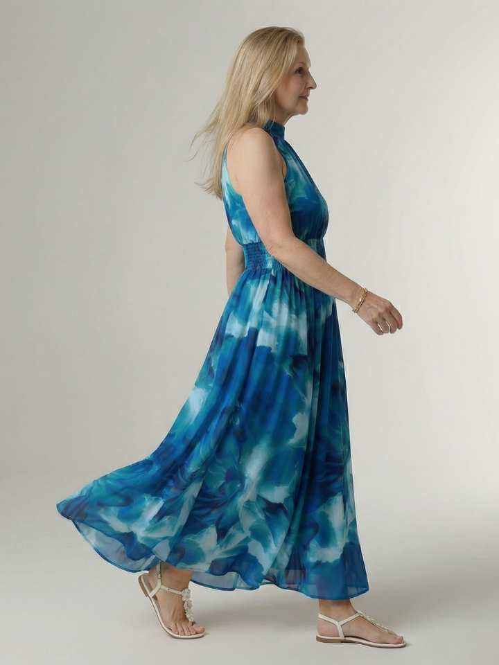 Anna | Gathered Halter Midi Dress