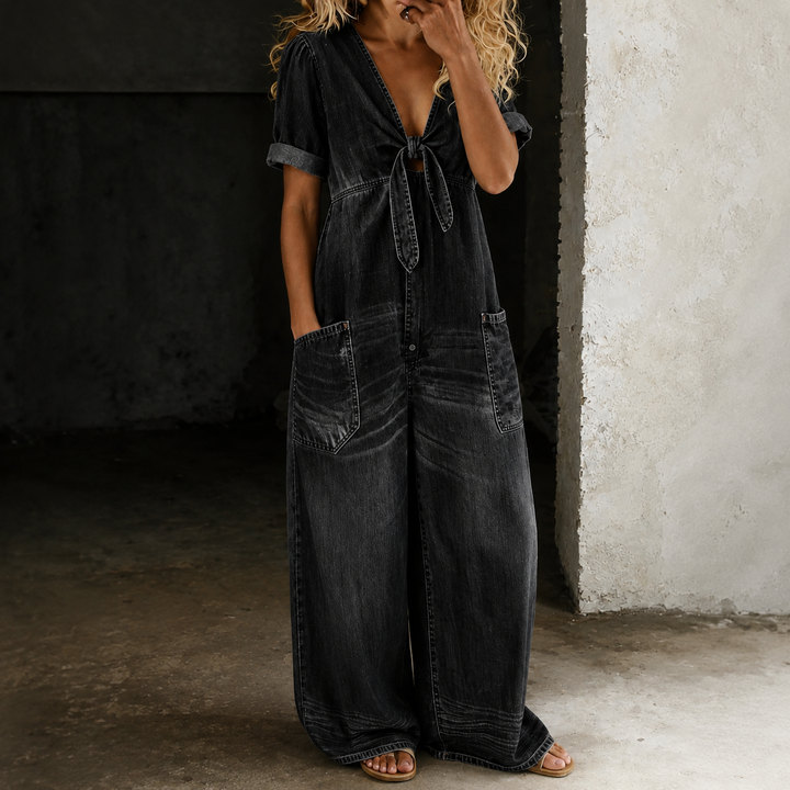 Aurelia | Relaxed Denim Wide-Leg Jumpsuit