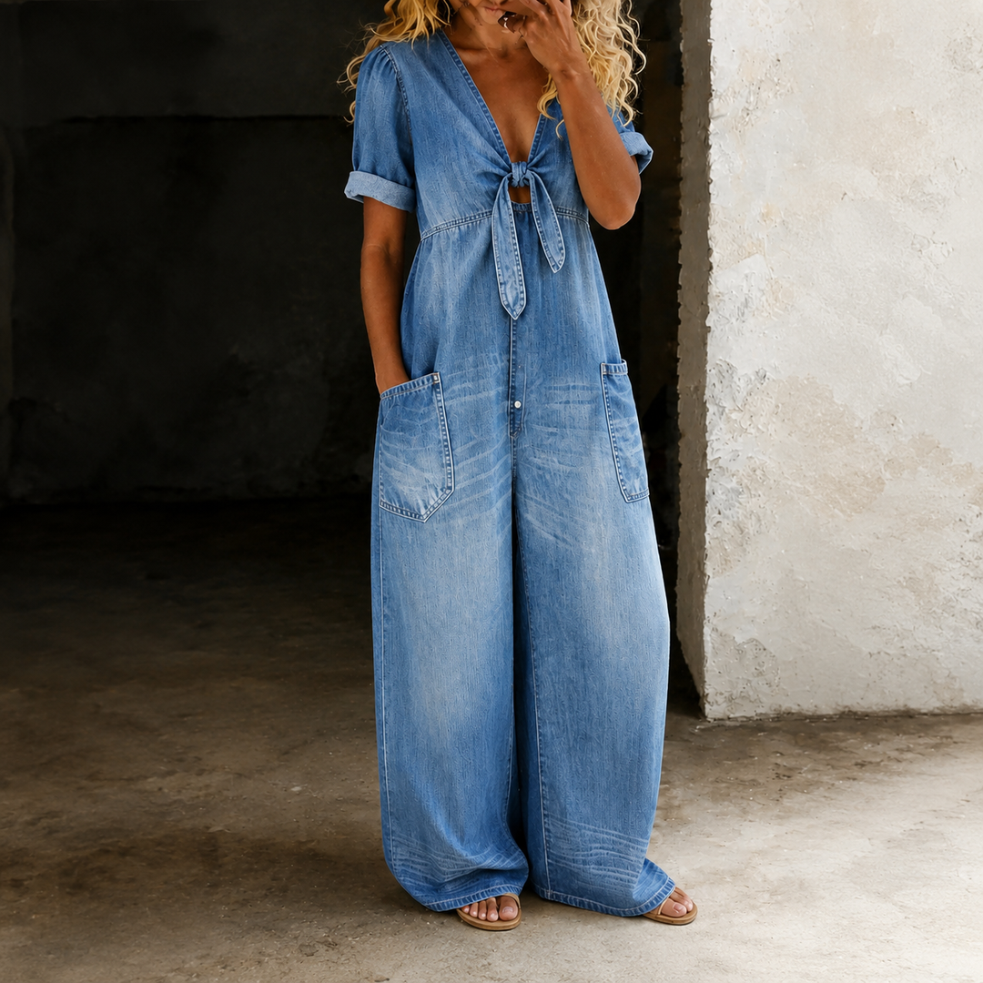 Aurelia | Relaxed Denim Wide-Leg Jumpsuit