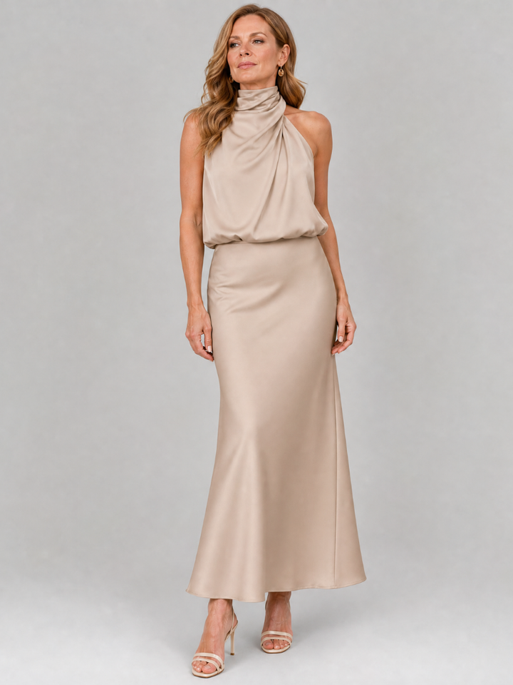 Zoe | Draped Neck Midi Dress
