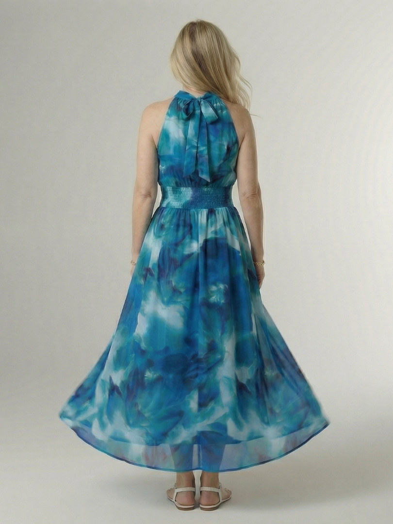 Anna | Gathered Halter Midi Dress