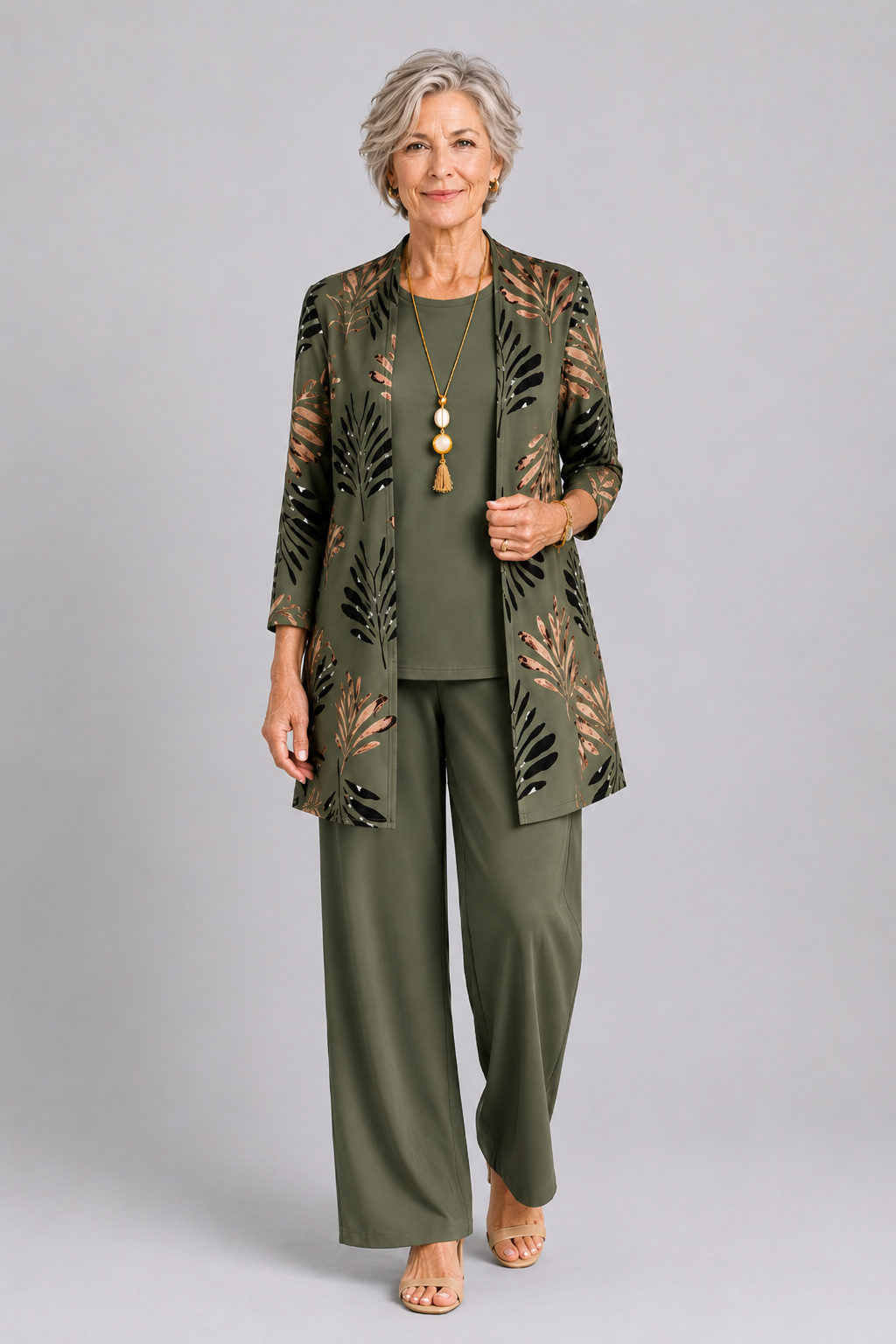 Olive | Printed Layered Trouser Set