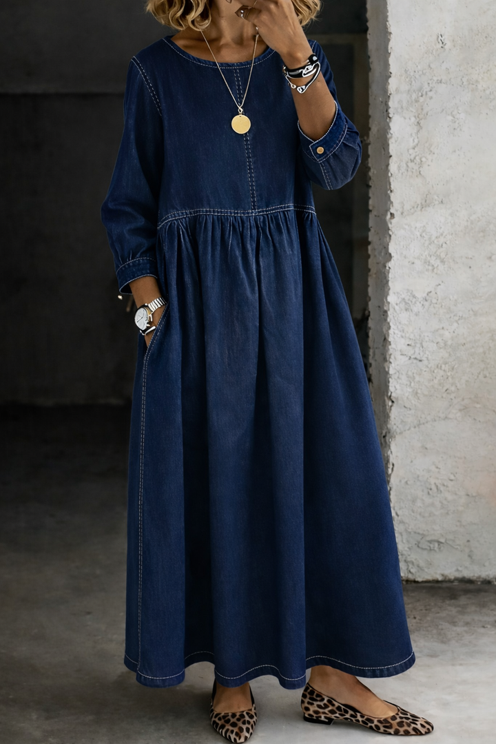 Olivia | Denim Maxi Dress