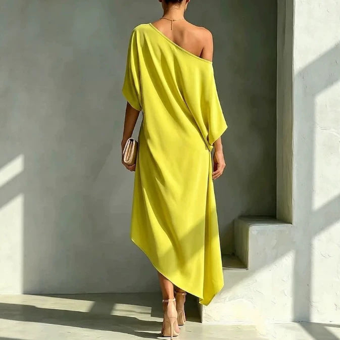 Celeste | Draped One-Shoulder Midi Dress