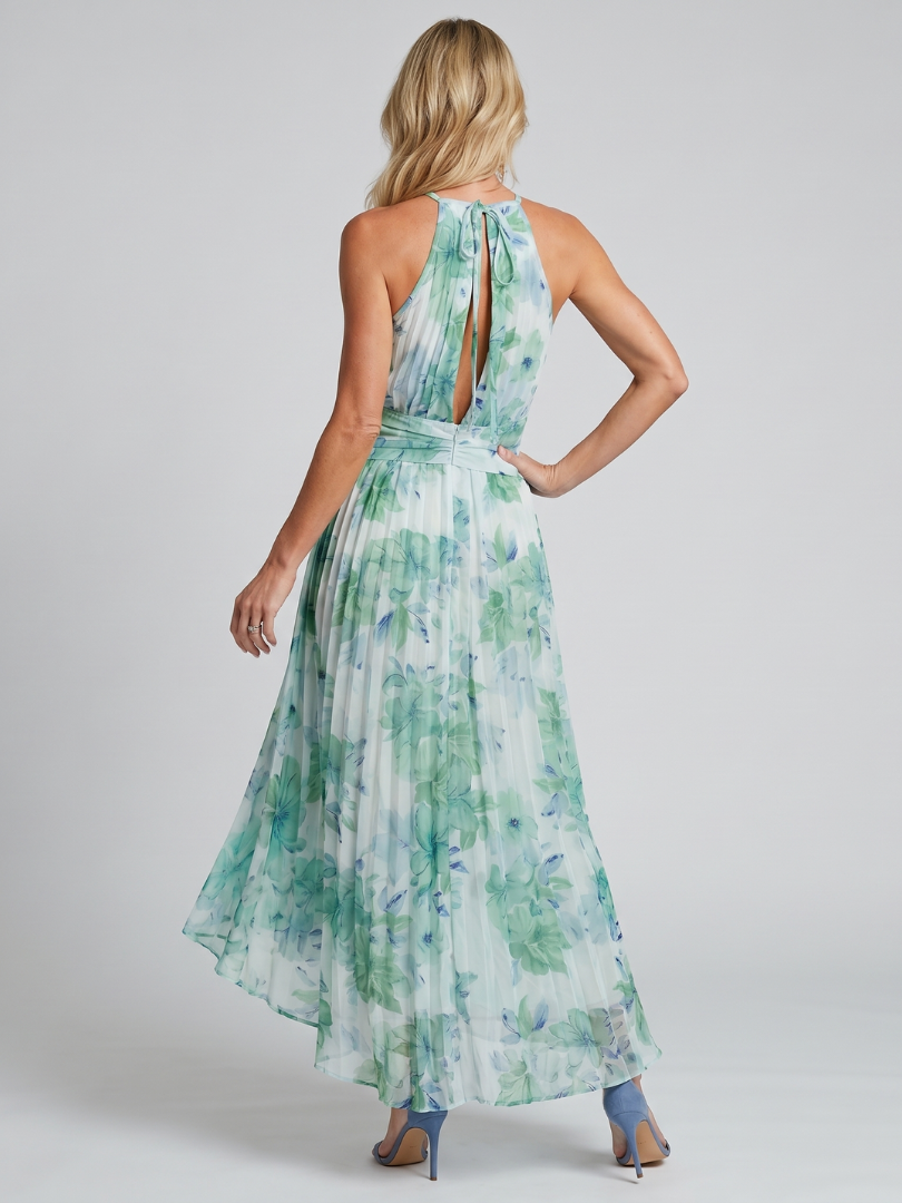 Olivia | Pleated Halter Midi Dress