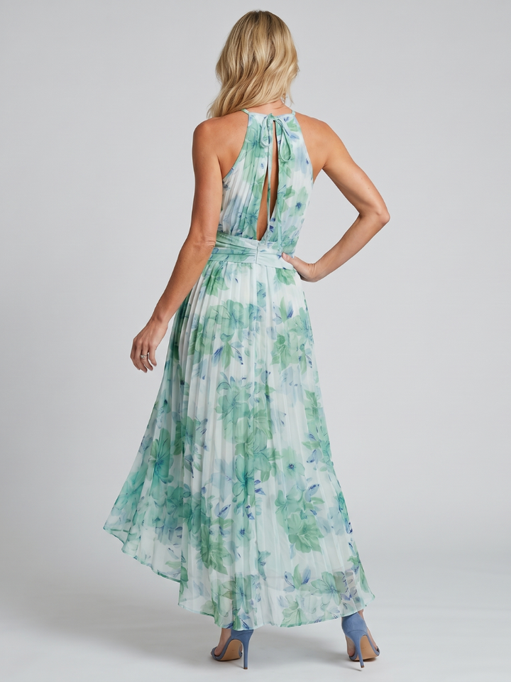 Olivia | Pleated Halter Midi Dress