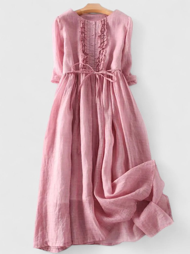 Amelia | Elegant Tie-Waist Midi Dress