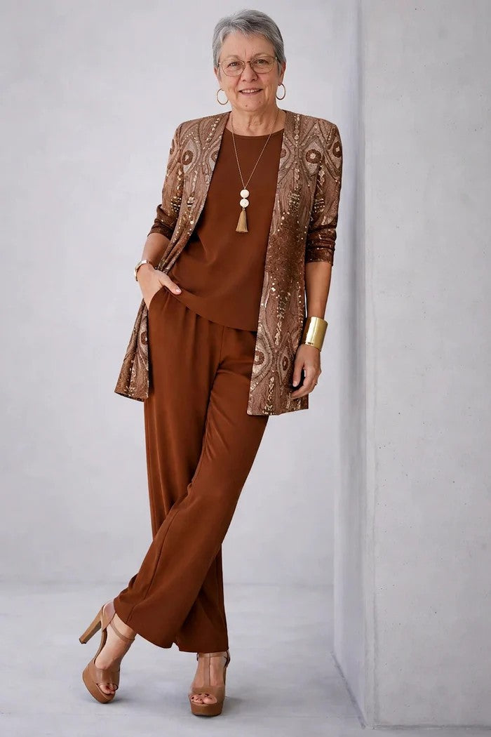 Olive | Printed Layered Trouser Set