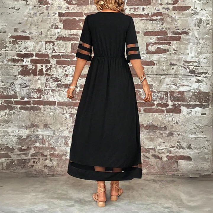 Clara | Elegant Mesh Sleeve Midi Dress
