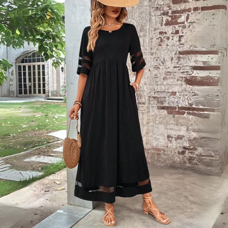Clara | Elegant Mesh Sleeve Midi Dress