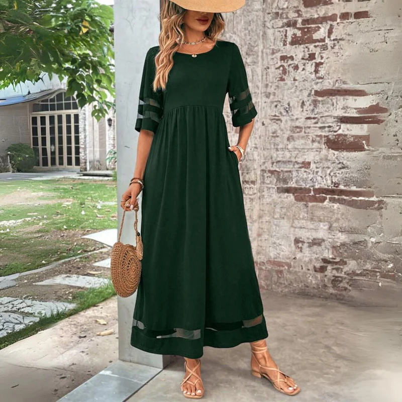 Clara | Elegant Mesh Sleeve Midi Dress