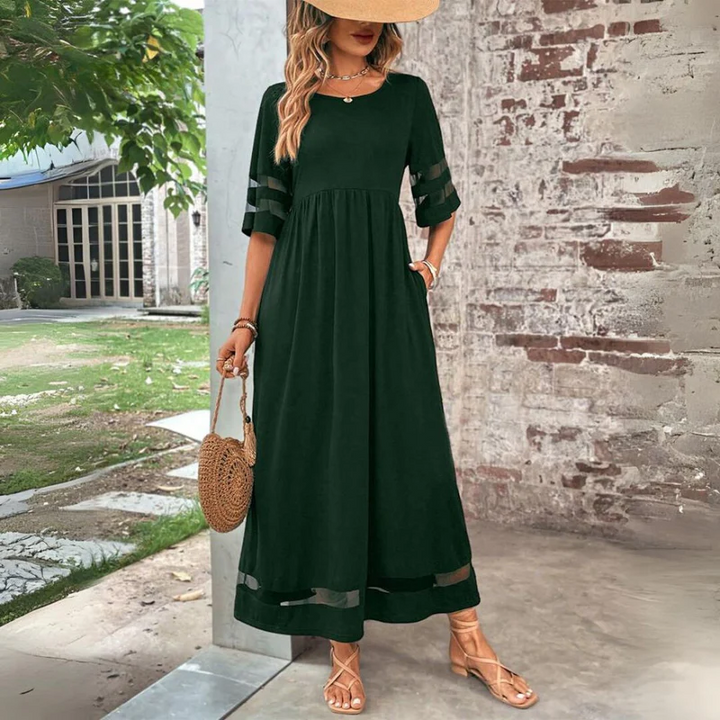 Clara | Elegant Mesh Sleeve Midi Dress
